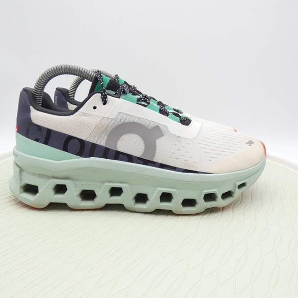 On Running Shoes - On Cloudmonster Frost Surf Running Shoes Womens 8 White Mint 61.98241